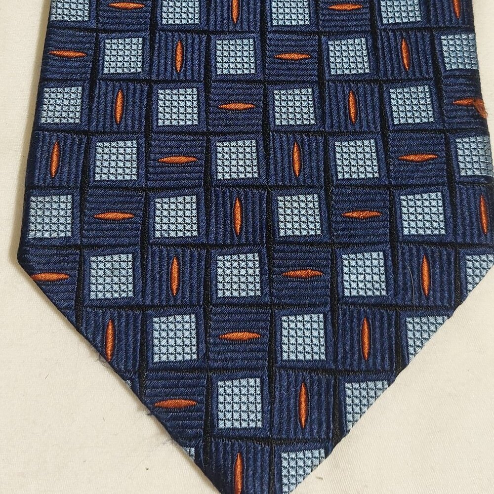 Joseph A Bank Italian made silk tie. Blue check pattern
